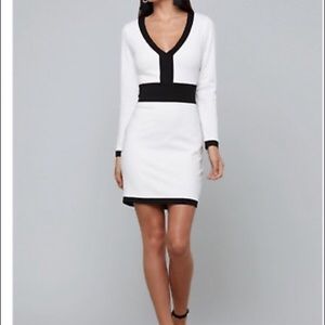 Bebe Ponte V-Neck Dress